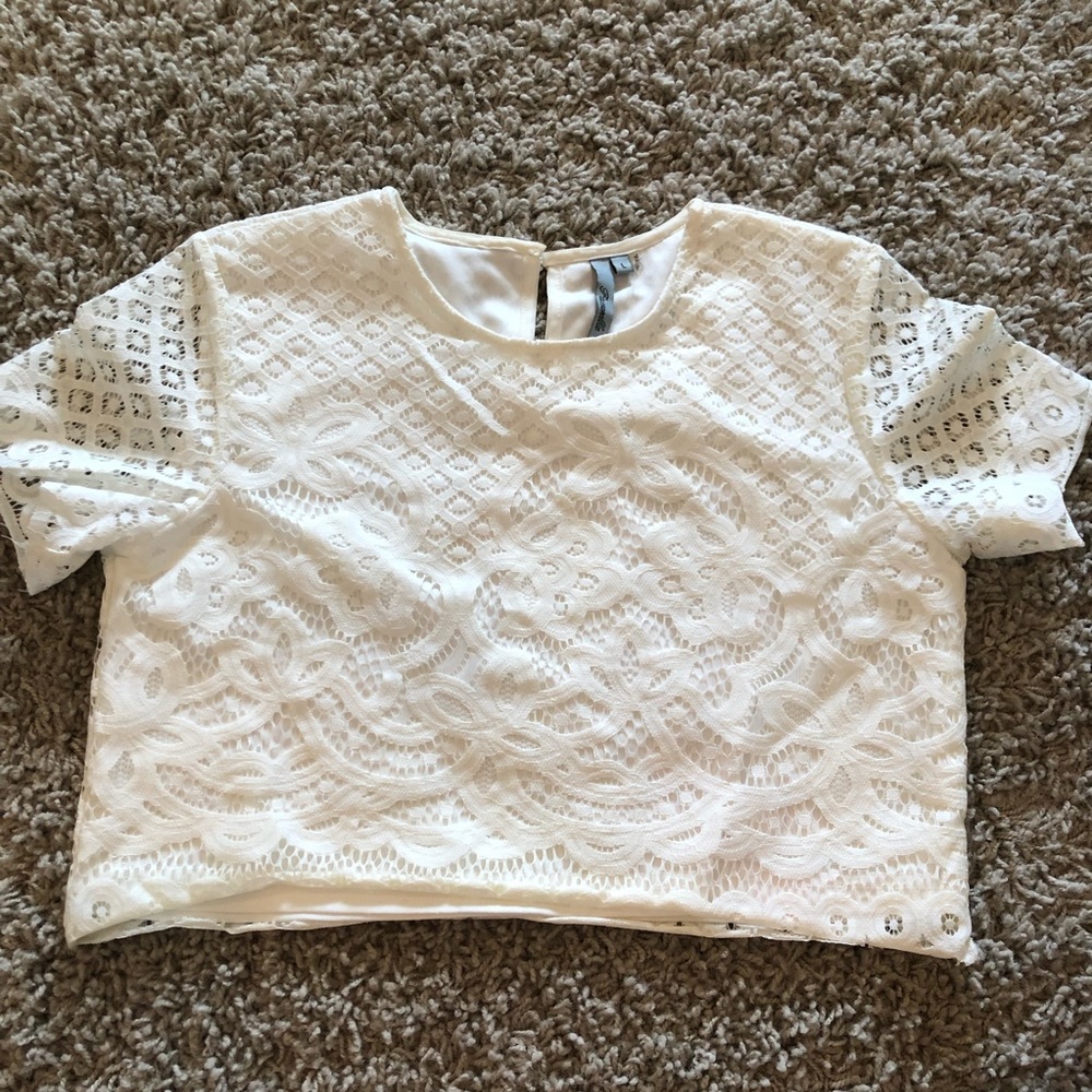 White lace crop top